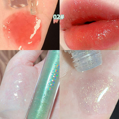 FAICCIA Crystal Clear Transparent Water Light Glass Lip Gloss Moisturizing Mirror Stacked Coating With Colorless Transparent Full Lips