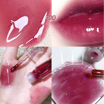 FAICCIA Crystal Clear Transparent Water Light Glass Lip Gloss Moisturizing Mirror Stacked Coating With Colorless Transparent Full Lips