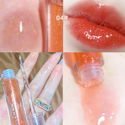 FAICCIA Crystal Clear Transparent Water Light Glass Lip Gloss Moisturizing Mirror Stacked Coating With Colorless Transparent Full Lips